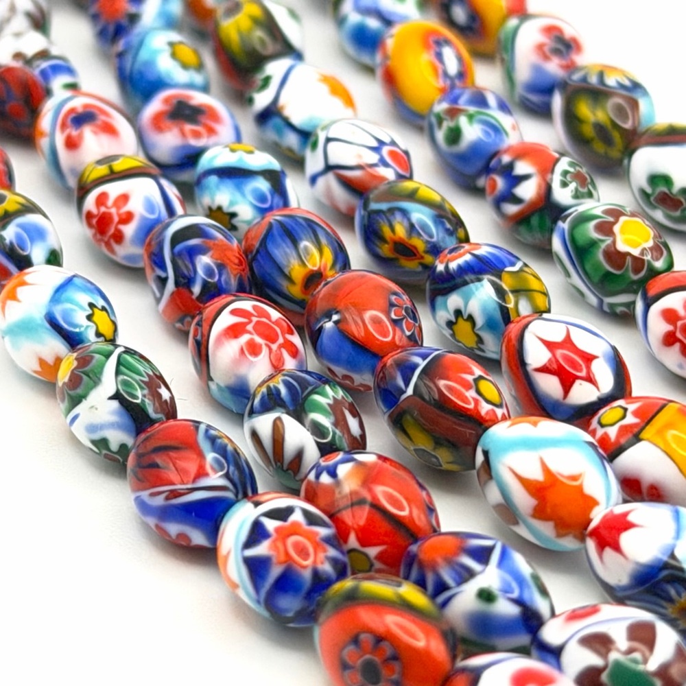 Vintage Murano Millefiori Glass Multi-Strand Bracelet 925 Sterling Silver Clasp - Picture 7 of 16
